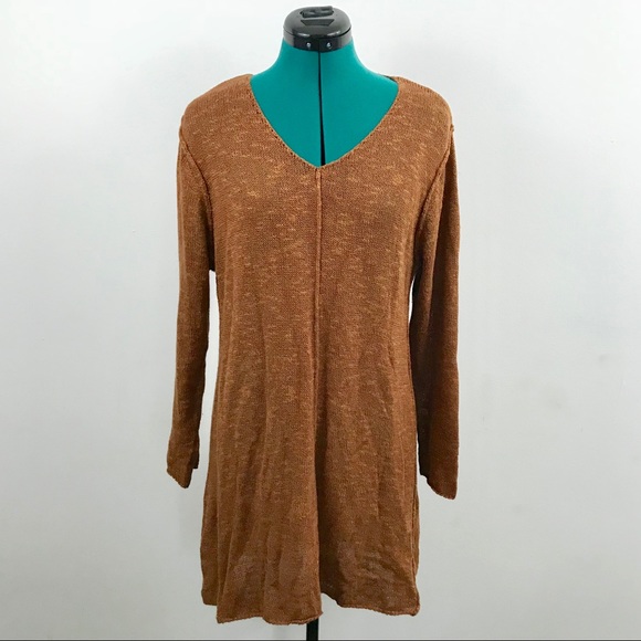 Habitat Tops - Habitat Linen Blend Loose Knit Tunic Sweater
